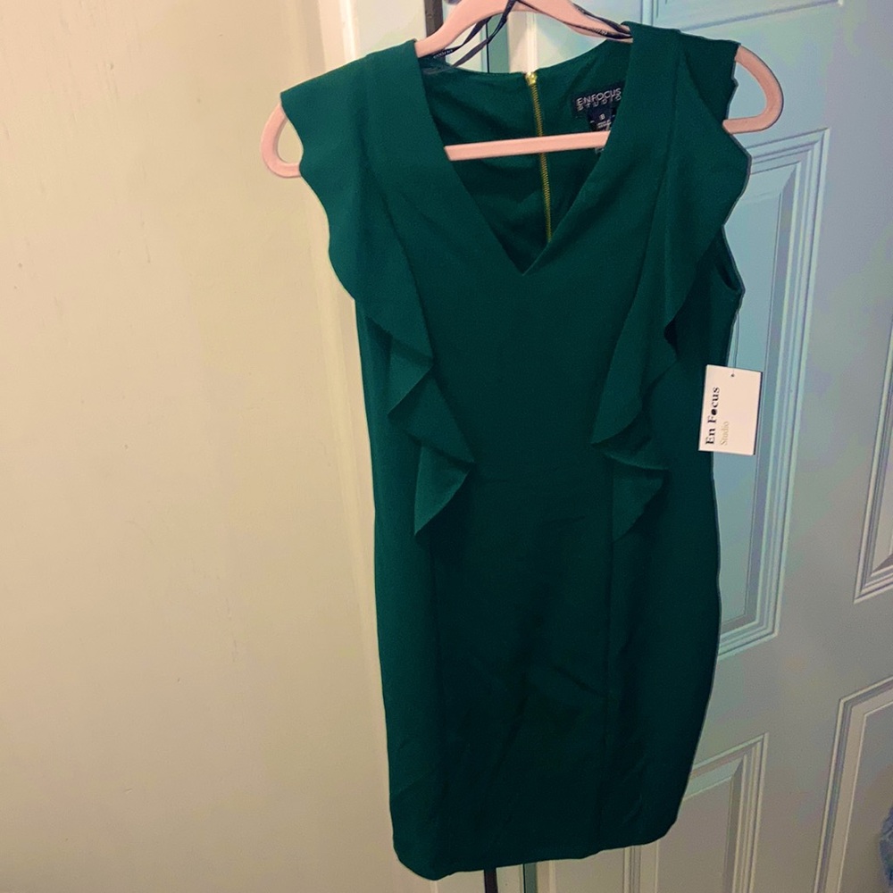 Hunter green knee-length dress